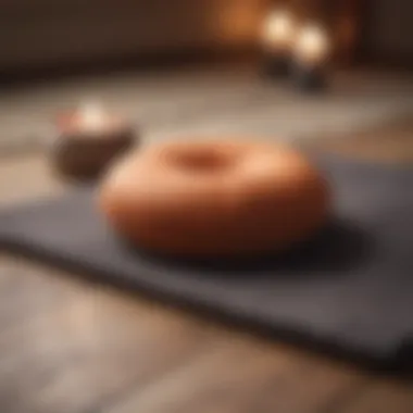 A close-up of a meditation cushion and mat