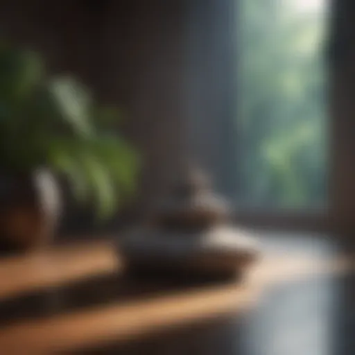 Serene environment for meditation with musical elements
