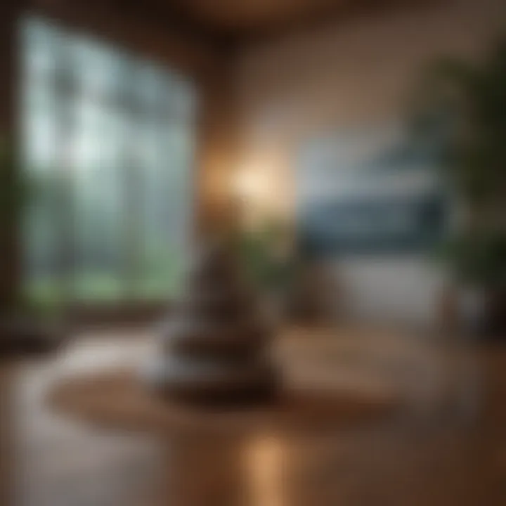 Close-up of a meditation space with calming elements