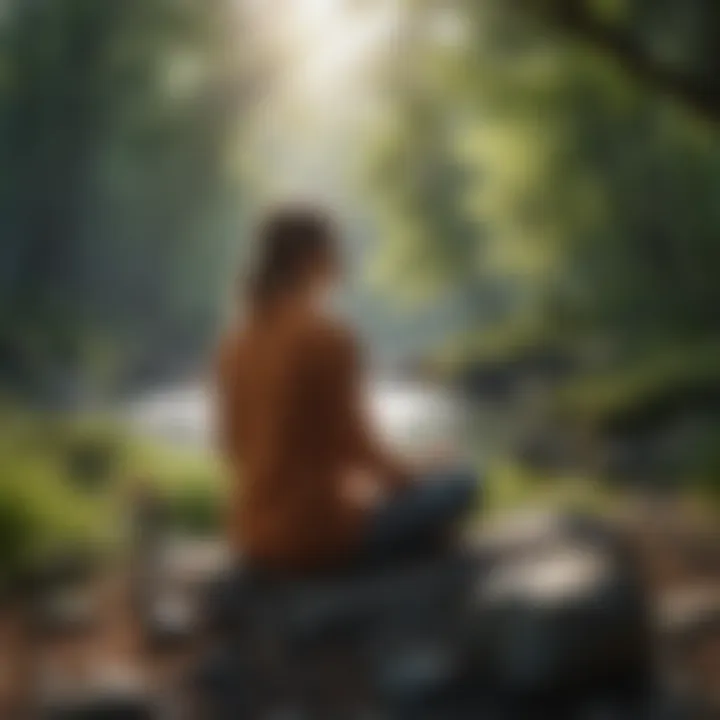Person practicing mindfulness in a peaceful setting