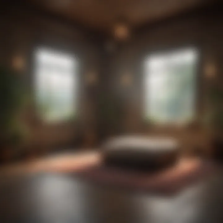 A serene meditation space with soft lighting