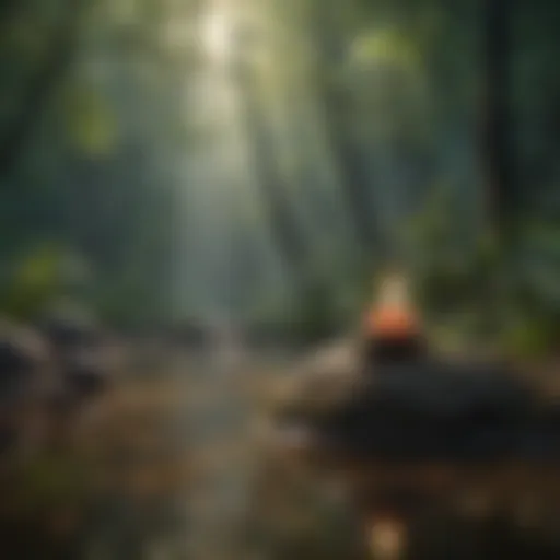 A serene digital landscape depicting guided meditation