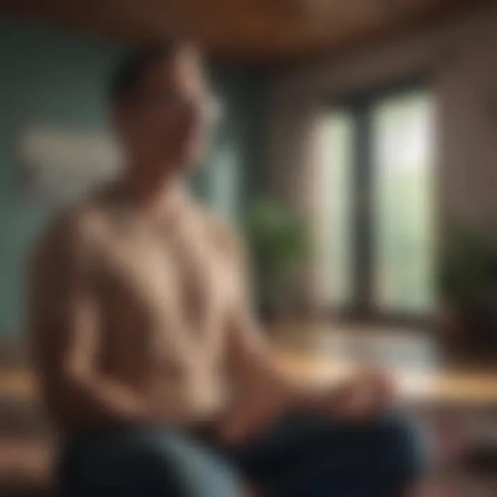 Engaging in Virtual Anxiety Relief Sessions An individual engaged in a calming virtual session