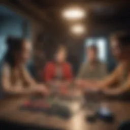 Group of gamers engaged in a cooperative gameplay session