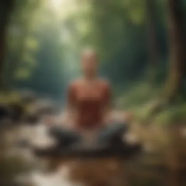 A person practicing mindfulness in a tranquil setting