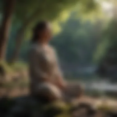 Mindfulness practice with a serene setting