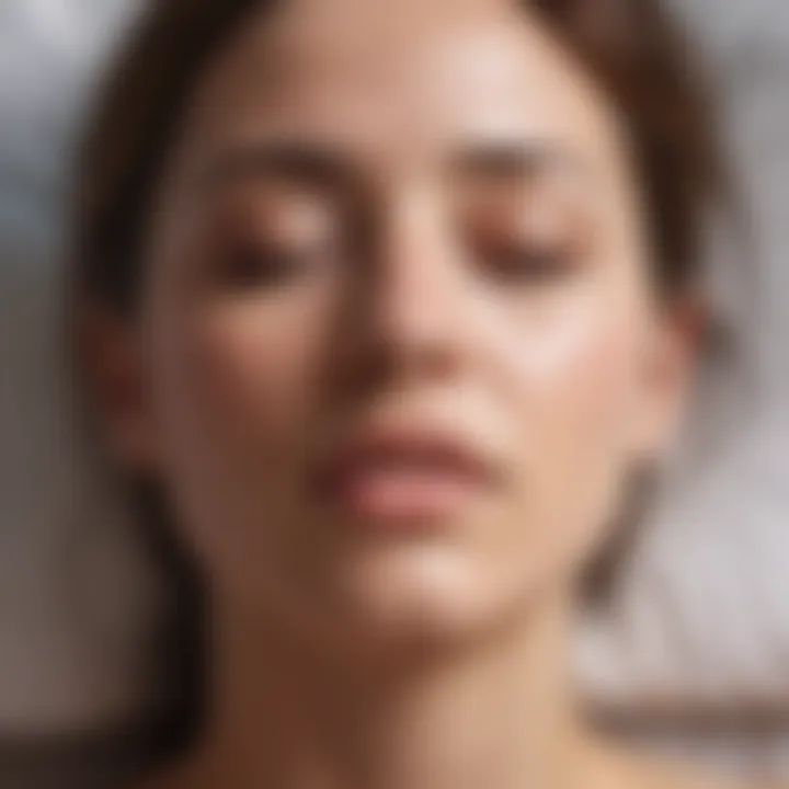 Close-up of deep breathing technique visualization