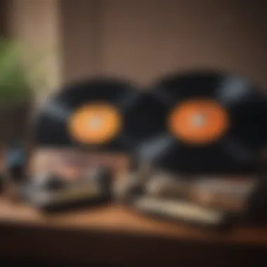 Diverse musical genres for relaxation Vinyl records showcasing various genres
