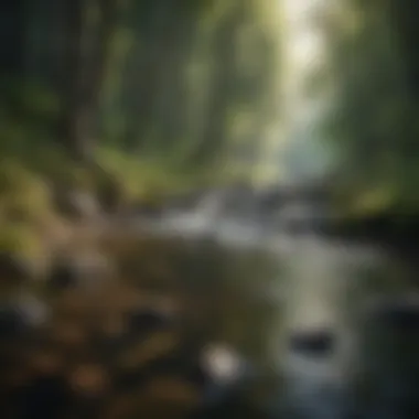 Gentle Stream of Serenity A gentle stream flowing through a quiet forest