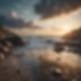 A serene landscape with gentle waves and soft clouds