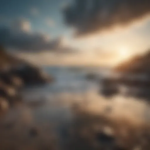 A serene landscape with gentle waves and soft clouds