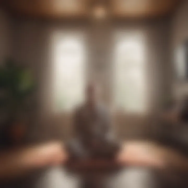 A peaceful person meditating in a quiet room