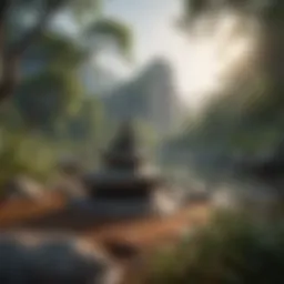 A serene landscape promoting tranquility and focus for meditation