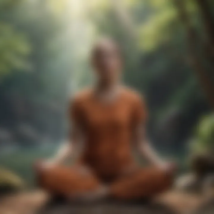 A person meditating in a calm environment