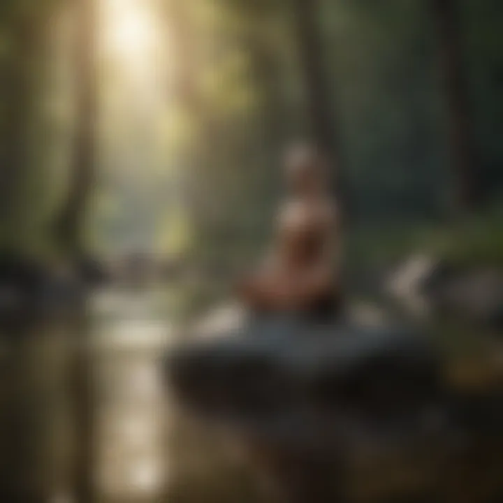 A calm individual practicing mindfulness in a peaceful setting