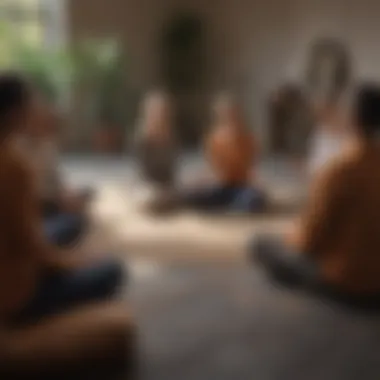 Fostering Community: Mindfulness Discussion Circle A circle of individuals engaged in a mindfulness discussion