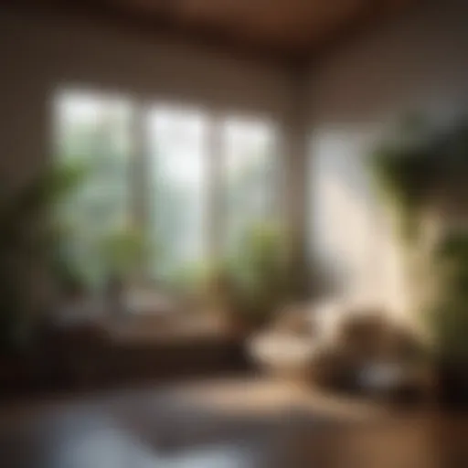Cozy meditation corner with cushions and plants