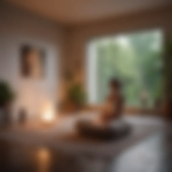 Calming decor elements in a meditation room