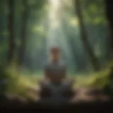 Serene meditation scene with nature background