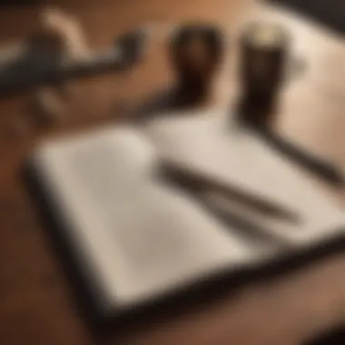 An open journal with motivational quotes and a pen
