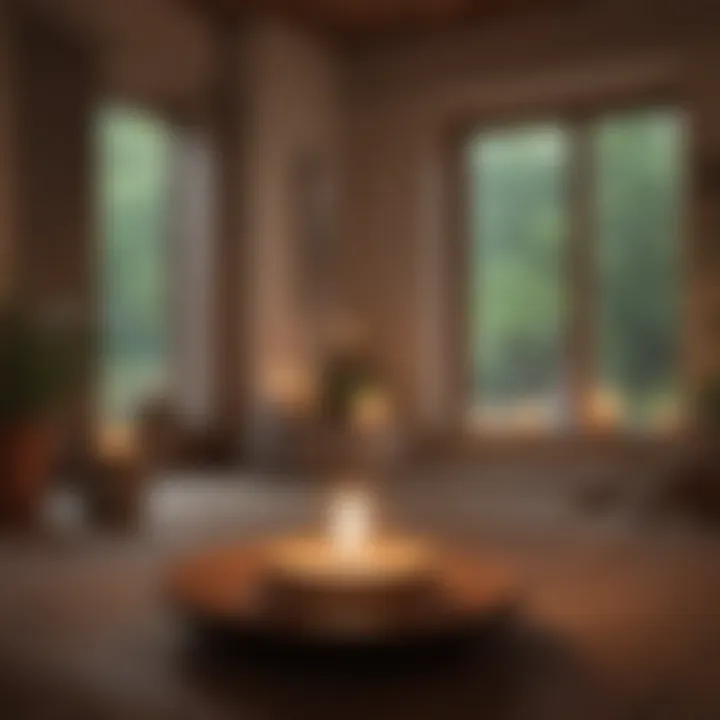 A tranquil space for meditation with candles and soft light