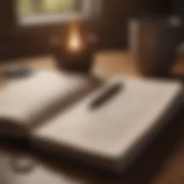 Journaling for Anxiety Management A journal open with a pen, emphasizing reflection