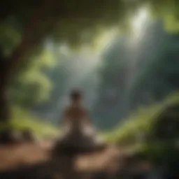 Peaceful meditation setting with nature