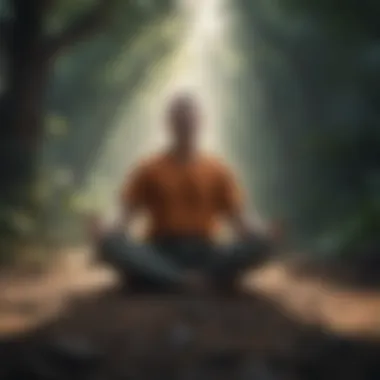 A person meditating in a peaceful environment