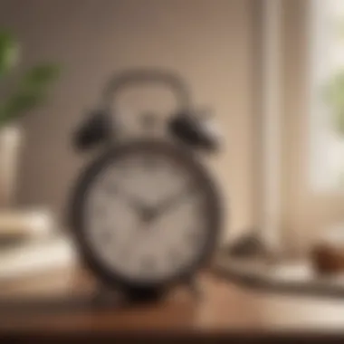 The Role of Motivation in Morning Routines An alarm clock positioned next to a motivational quote