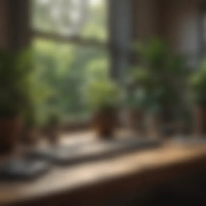A serene workspace with plants promoting relaxation