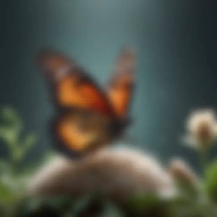 A butterfly emerging from a cocoon symbolizing transformation