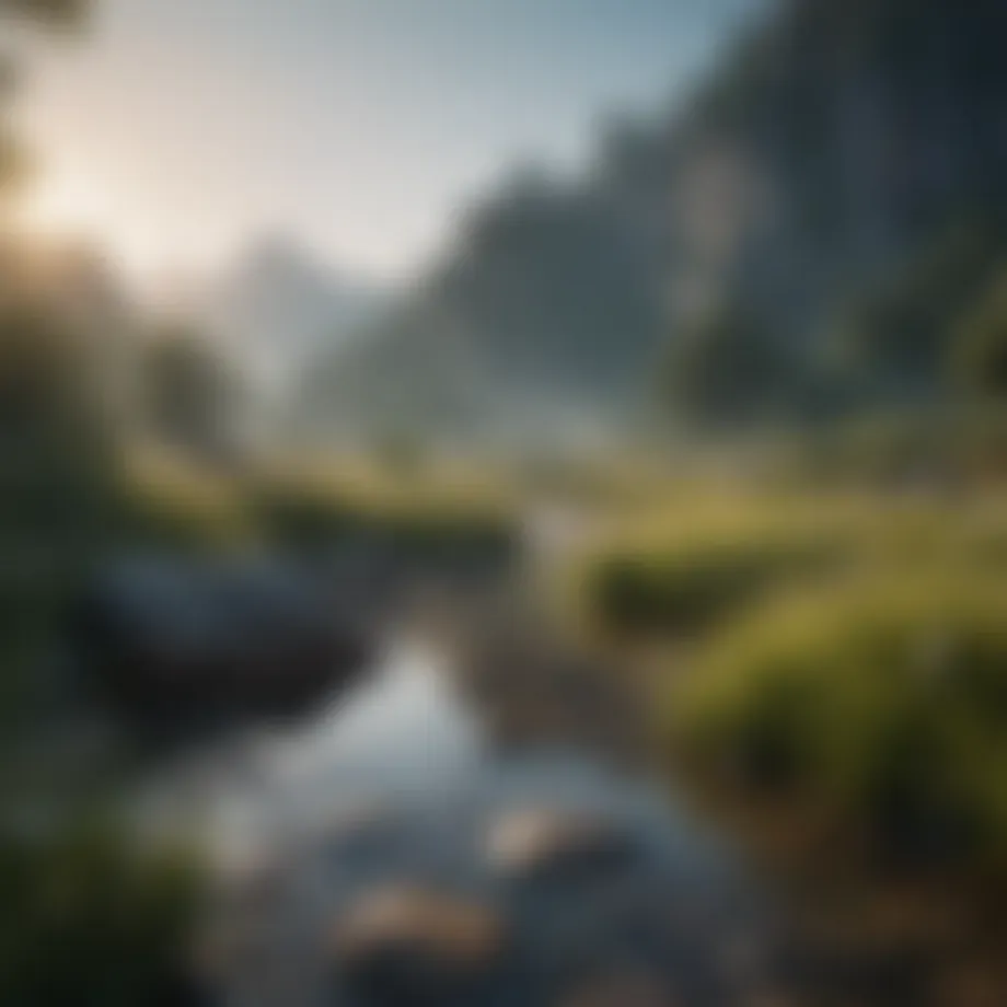 Serene landscape promoting tranquility