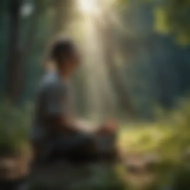 Close-up of a person meditating in nature