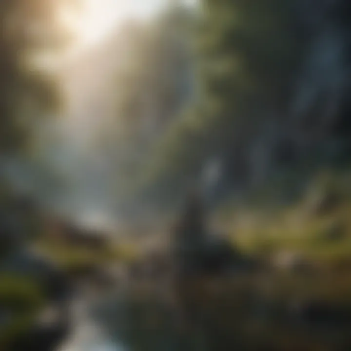 A serene landscape representing mindfulness and meditation practices