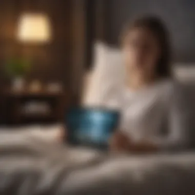 Digital Relaxation An individual engaging with a calming game on a tablet