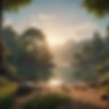 Tranquil Landscape for Relaxation An illustration of a tranquil landscape where one can unwind while playing games.