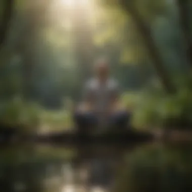 Individual meditating in a tranquil setting