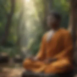 Buddha meditating in serene surroundings