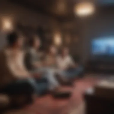 Friends Engaging in a Video Game Session Group of friends enjoying a video game session