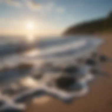 Gentle waves lapping at the shore symbolizing relaxation