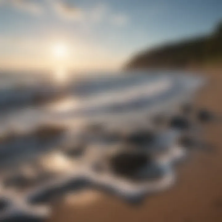 Gentle waves lapping at the shore symbolizing relaxation