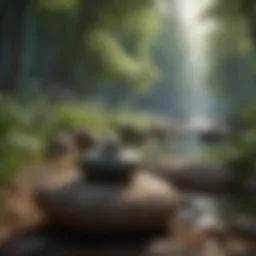 Serene landscape promoting tranquility for meditation