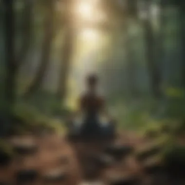 Focused meditation surrounded by natural beauty Person in focused meditation with nature