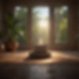 Calm meditation space with soft lighting