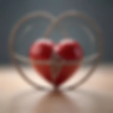 A close-up of a heart symbol intertwined with a meditation symbol