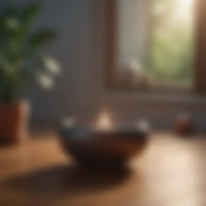 Close-up of a meditative space with calming elements