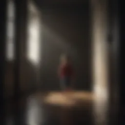 A child standing alone in a dark room, symbolizing fear and isolation.