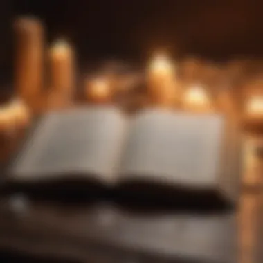 Inspiration Through Words: A Guide to Self-Reflection An open book with inspiring quotes surrounded by candles and soft light