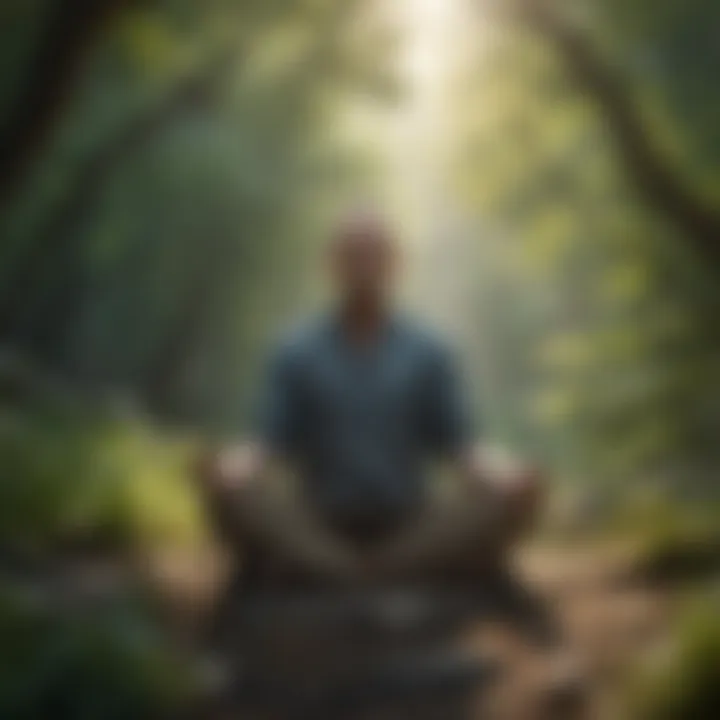 A calm person meditating in nature, embodying mindfulness