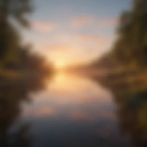 A serene landscape depicting a sunrise over a tranquil lake, symbolizing new beginnings.